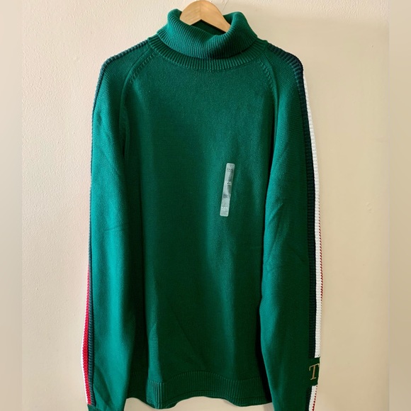 Tommy Hilfiger Icon Monogram Turtleneck Men Sweater Green 3XL - Picture 2 of 16